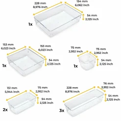 Emuca Kit de 8 seaux organisateurs Cube pour tiroirs, Plastique, Transparent