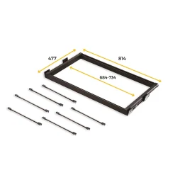 Emuca Kit de 7 tringles à pantalon et cadre de coulissage pour armoires Moka, fermeture souple, réglable, module 800mm, Aluminium