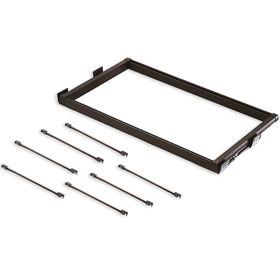 Emuca Kit de 7 tringles à pantalon et cadre de coulissage pour armoires Moka, fermeture souple, réglable, module 800mm, Aluminium