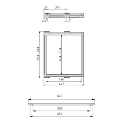 Emuca Kit de 7 tringles à pantalon et cadre coulissant pour armoires Moka, fermeture souple, réglable, module 600mm, Aluminium et
