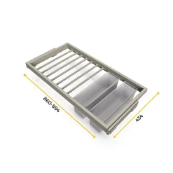 Emuca Kit de 7 tringles à pantalons, 2 plateaux et cadre coulissant à fermeture douce pour armoires, réglable, module 900mm, Gris
