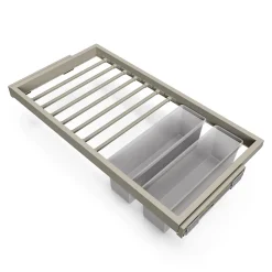 Emuca Kit de 7 tringles à pantalons, 2 plateaux et cadre coulissant à fermeture douce pour armoires, réglable, module 900mm, Gris