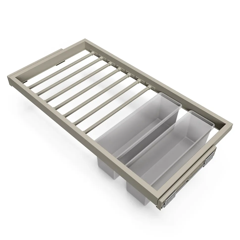 Emuca Kit de 7 tringles à pantalons, 2 plateaux et cadre coulissant à fermeture douce pour armoires, réglable, module 900mm, Gris