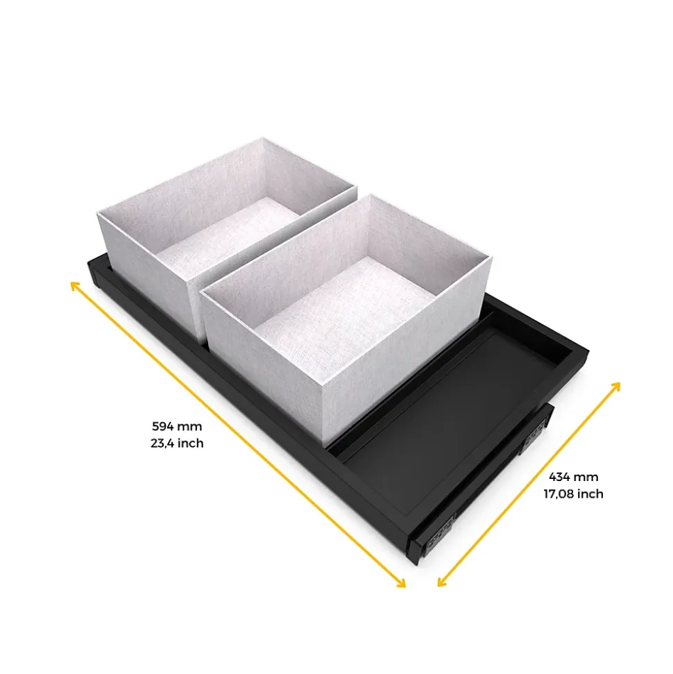 Emuca Kit de châssis à glissière avec fermeture souple pour armoires, réglable, module 600mm, Noir texturé