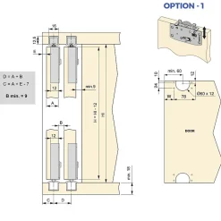 Emuca Kit de ferrures pour Flow2 2 portes coulissantes et à fermeture souple avec rails encastrés 2,35m, panneaux non inclus,