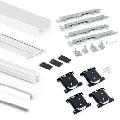 Emuca Kit de ferrures pour 2 portes coulissantes et armoire à fermeture souple Placard 74, profilé Wave, épaisseur 16mm, panneaux