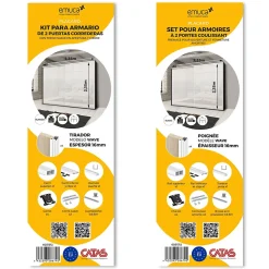 Emuca Kit de ferrures pour 2 portes coulissantes et armoire à fermeture souple Placard 74, profilé Wave, épaisseur 16mm, panneaux