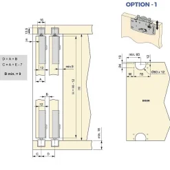 Emuca Kit de ferrures pour Flow2 2 portes coulissantes et armoire à fermeture souple avec rails encastrés 2,35m, panneaux non