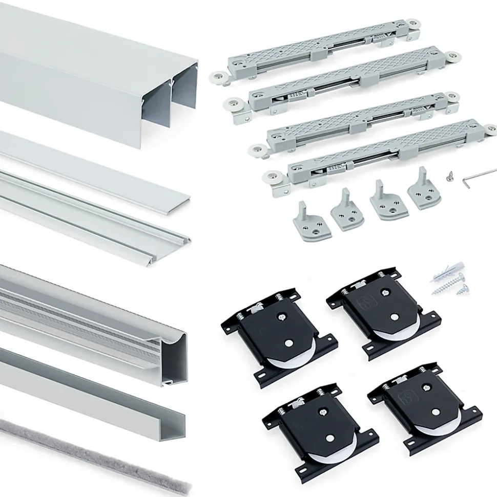 Emuca Kit de ferrures pour Placard 81 2 coulissants et fermeture souple, profilé Wave, épaisseur 16mm, panneaux non inclus,