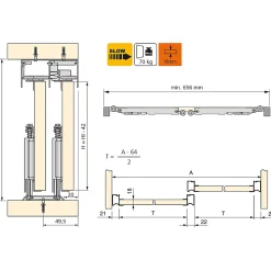 Emuca Kit de ferrures pour Placard 81 2 coulissants et fermeture souple, profilé Wave, épaisseur 18mm, panneaux non inclus,