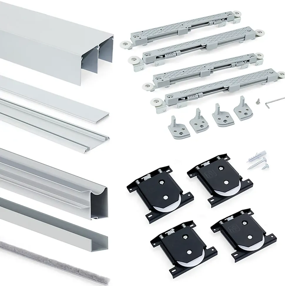 Emuca Kit de ferrures pour Placard 81 2 coulissants et fermeture souple, profilé Wave, épaisseur 18mm, panneaux non inclus,