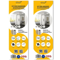 Emuca Kit de ferrures pour Placard 81 2 coulissants et fermeture souple, profilé Wave, épaisseur 18mm, panneaux non inclus,