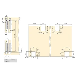Emuca Kit de ferrures pour Flow 2 portes coulissantes et armoire à fermeture souple avec rails encastrés 2,35m, panneaux non