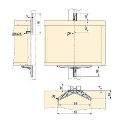 Emuca Kit de fixation pour 3 étagères en bois et 1 module pour structure Zero, Zamak, Peint en noir texturé