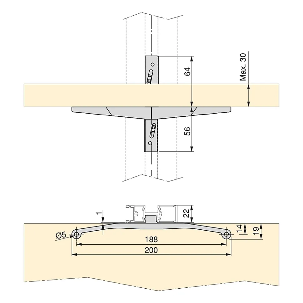 Emuca Kit de fixation pour 3 étagères en bois et 1 module pour structure Zero, Zamak, Peint en noir texturé