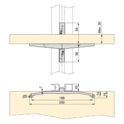 Emuca Kit de fixation pour 1 étagère en bois, 1 module et 1 tringle de suspension longueur 1m Zero, Zamak, Gris pierre peint