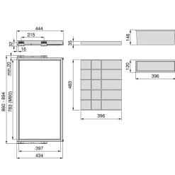 Emuca Kit de organisateur de tiroirs, plateau auxiliaire et cadre de coulissage soft close pour armoires, réglable, module 900mm,