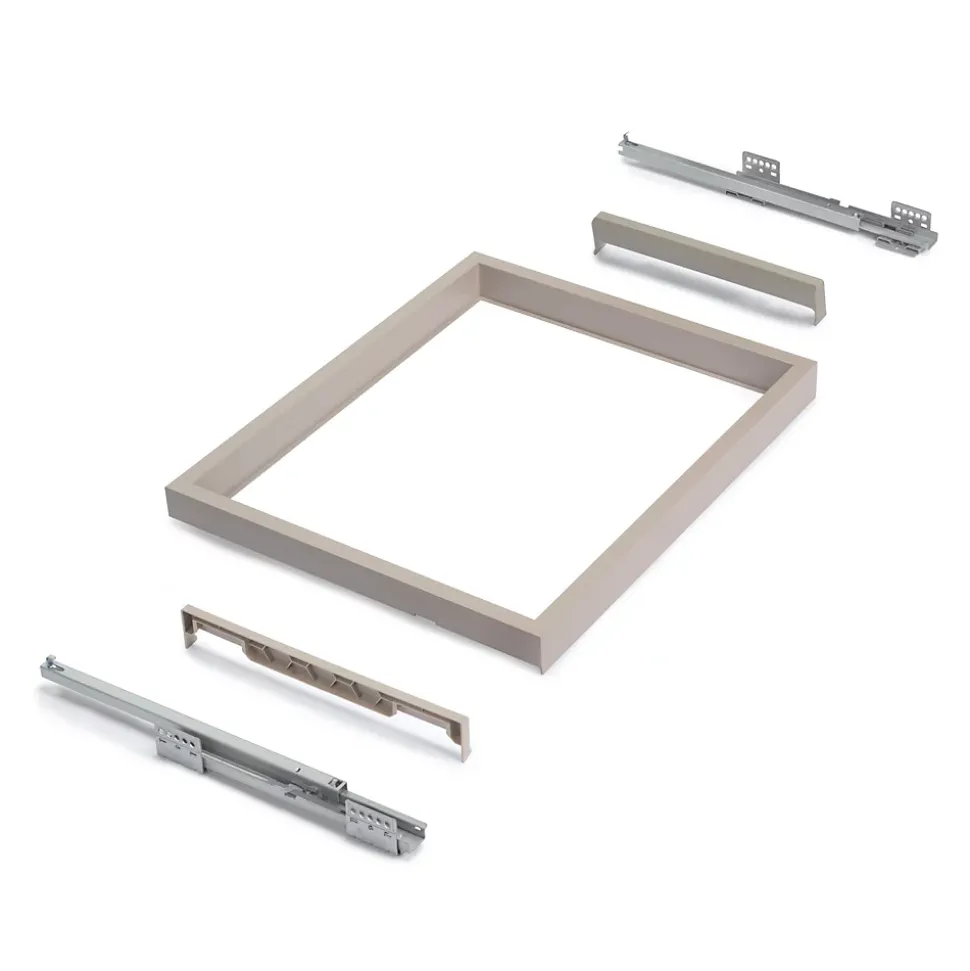 Emuca Kit de organiser de tiroirs avec cadre de coulissage soft close pour armoires, réglable, module 800mm, Gris pierre