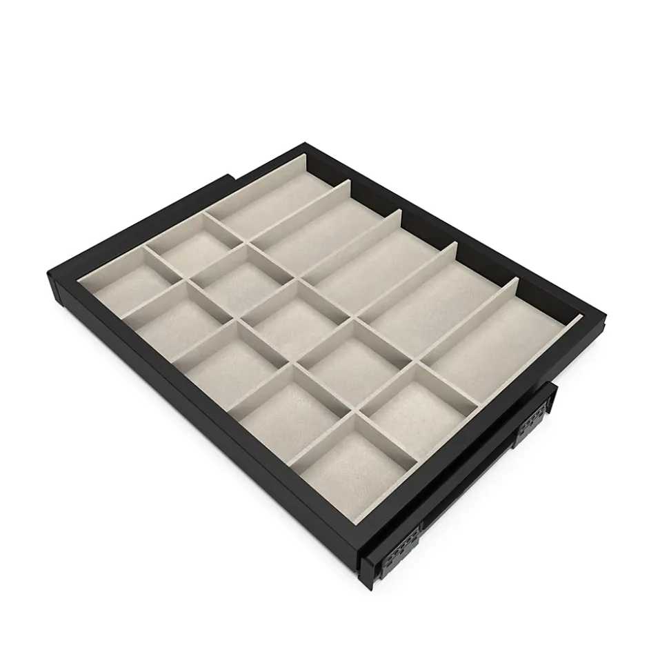 Emuca Kit de organiser de cadre de tiroir et de glissière avec fermeture souple pour armoire, réglable, module 600mm, Noir texturé