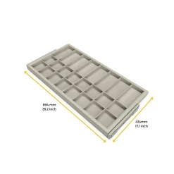 Emuca Kit de organiser de tiroirs avec cadre de coulissage soft close pour armoires, réglable, module 900mm, Gris pierre