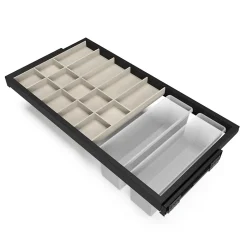 Emuca Kit de organiser de tiroirs, plateau auxiliaire et cadre de roulement soft close pour armoires, réglable, module 900mm, Noir