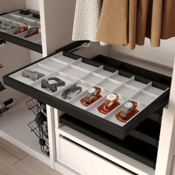 Emuca Kit de organiser de tiroirs, plateau auxiliaire et cadre de roulement soft close pour armoires, réglable, module 900mm, Noir