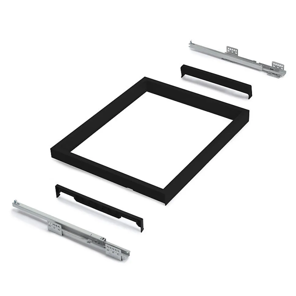Emuca Kit de organiser de tiroirs et cadre de glissières de tiroirs à fermeture douce pour armoires, réglable, module 900mm, noir