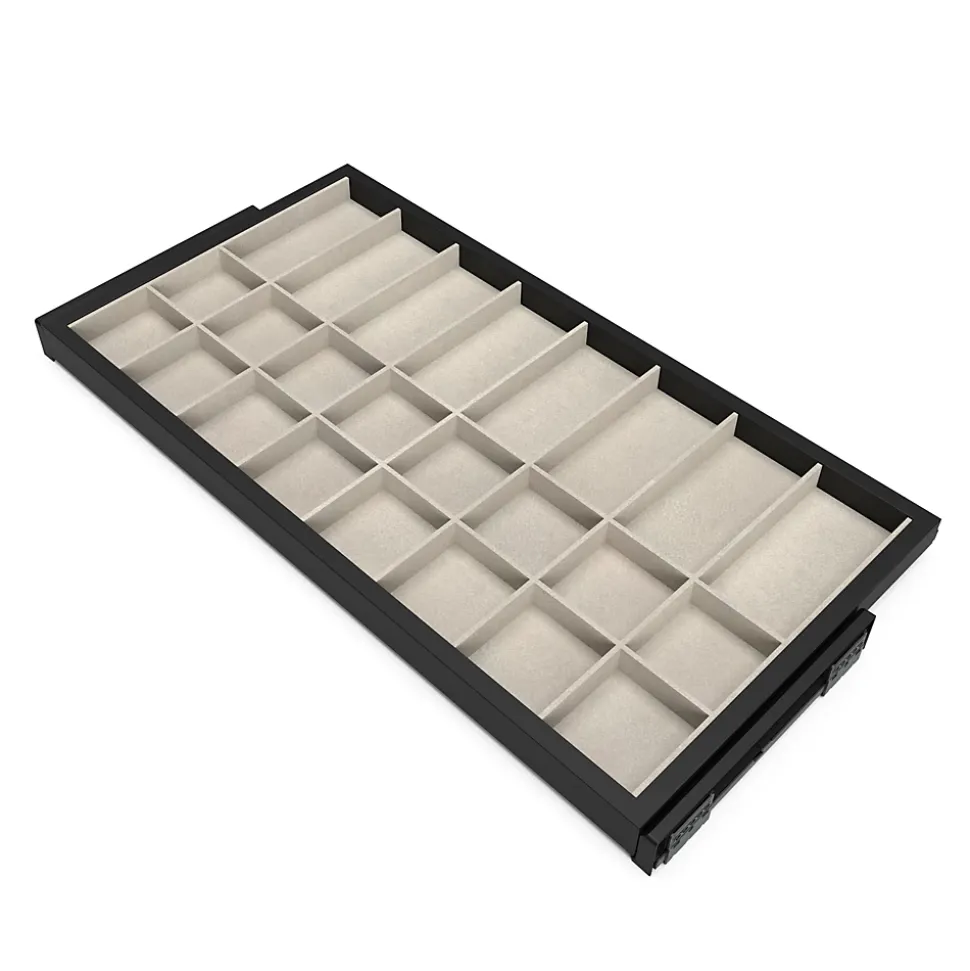 Emuca Kit de organiser de tiroirs et cadre de glissières de tiroirs à fermeture douce pour armoires, réglable, module 900mm, noir