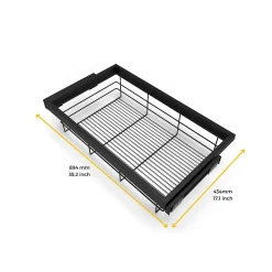 Emuca Kit de panier et cadre coulissant avec fermeture souple pour armoire, réglable, module 900mm, Gris pierre