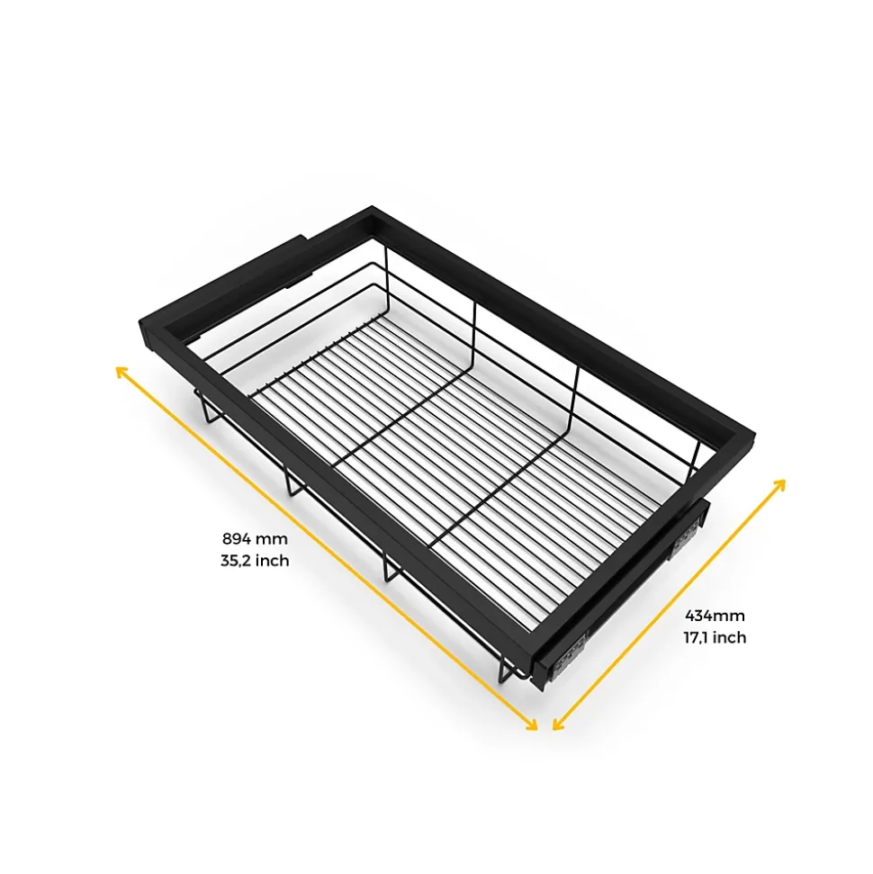 Emuca Kit de panier et cadre coulissant avec fermeture souple pour armoire, réglable, module 900mm, Gris pierre
