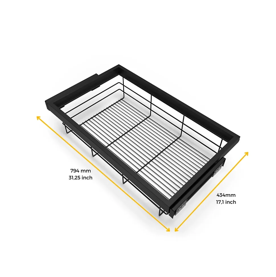 Emuca Kit de panier et cadre coulissant à fermeture souple pour armoire, réglable, module 800mm, Noir texturé