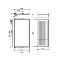 Emuca Kit de panier et cadre coulissant à fermeture souple pour armoire, réglable, module 900mm, Noir texturé