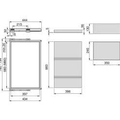 Emuca Kit de plateau, 2 paniers d'organisation et cadre de roulement soft close pour armoires, réglable, module 800mm, Gris pierre