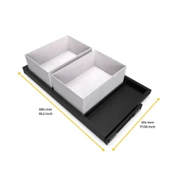 Emuca Kit de plateau, 3 paniers d'organisation et cadre de roulement soft close pour armoires, réglable, module 900mm, Gris pierre