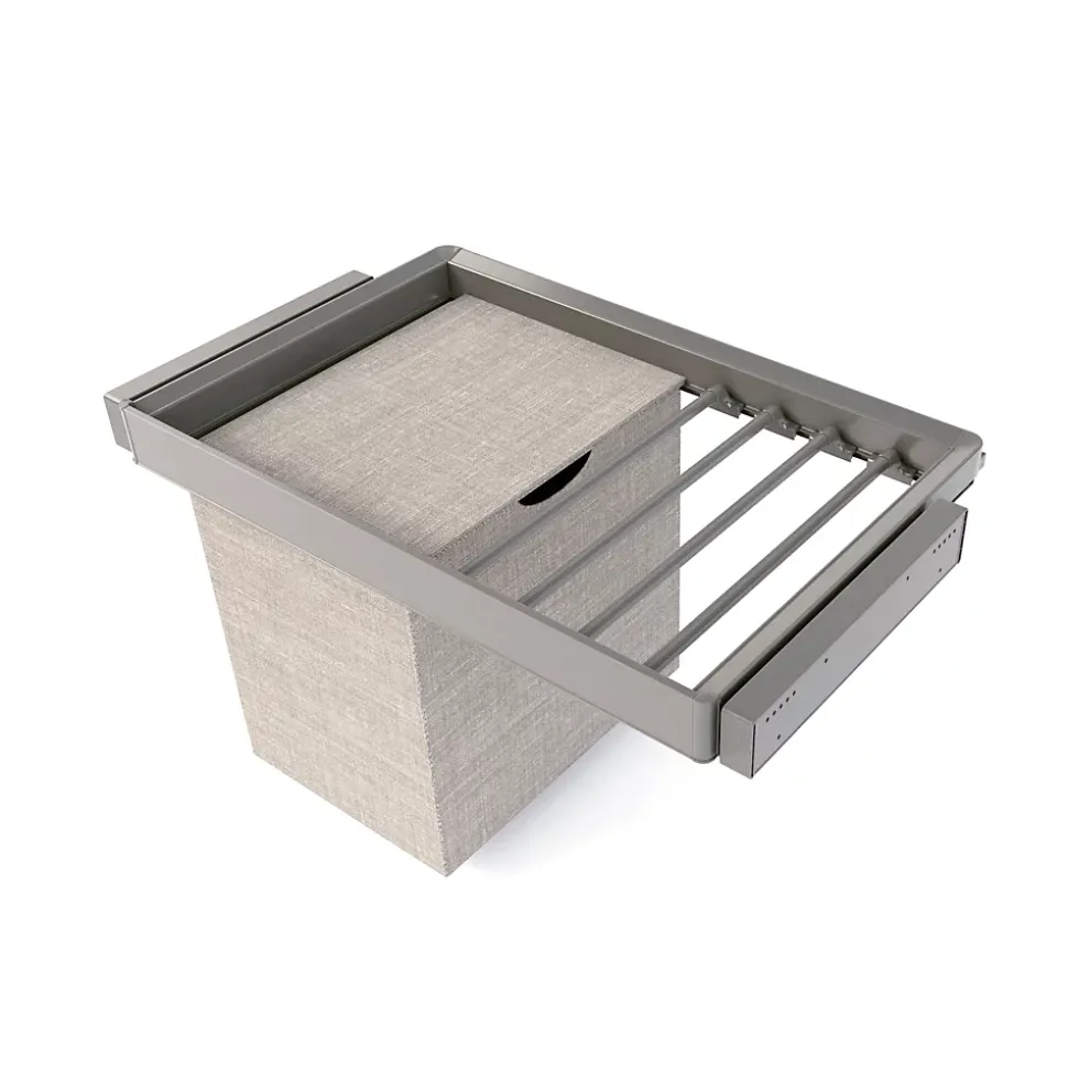 Emuca Kit de porte-pantalon à 7tringles, panier et rack ajustable Quartz pour armoires, glissières extension totale et à fermeture