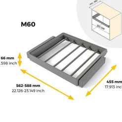 Emuca Kit de porte-pantalon à 7tringles et rack ajustable Quartz pour armoires, glissières extension totale et à fermeture douce,