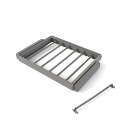 Emuca Kit de porte-pantalon à 7tringles et rack ajustable Quartz pour armoires, glissières extension totale et à fermeture douce,