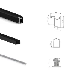Emuca Kit de quincaillerie pour armoire à 2 portes coulissantes avec fermeture souple Placard 74, Modèle de poignée Sharp,