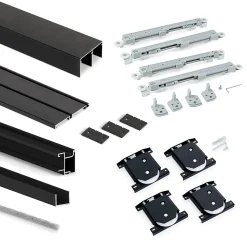 Emuca Kit de quincaillerie pour armoire à 2 portes coulissantes avec fermeture souple Placard 74, Modèle de poignée Sharp,