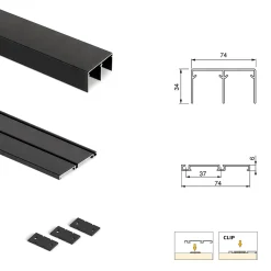 Emuca Kit de quincaillerie pour armoire à 2 portes coulissantes avec fermeture souple Placard 74, Modèle de poignée Sharp,