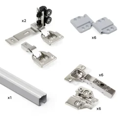 Emuca Kit de quincaillerie pour 2 portes coulissantes pliantes et armoire à fermeture souple Twofold, pour 4 panneaux non inclus,