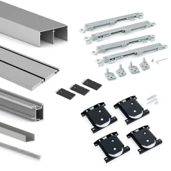 Emuca Kit de quincaillerie pour armoire à 2 portes coulissantes avec fermeture souple Placard 74, Modèle de poignée Sharp,