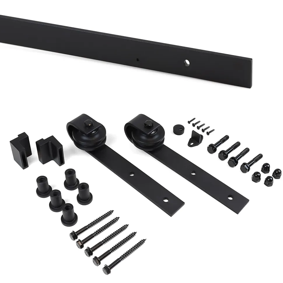 Emuca Kit de quincaillerie pour porte coulissante suspendue en bois de Barn, Sans fermeture souple, panneaux non inclus, Acier et