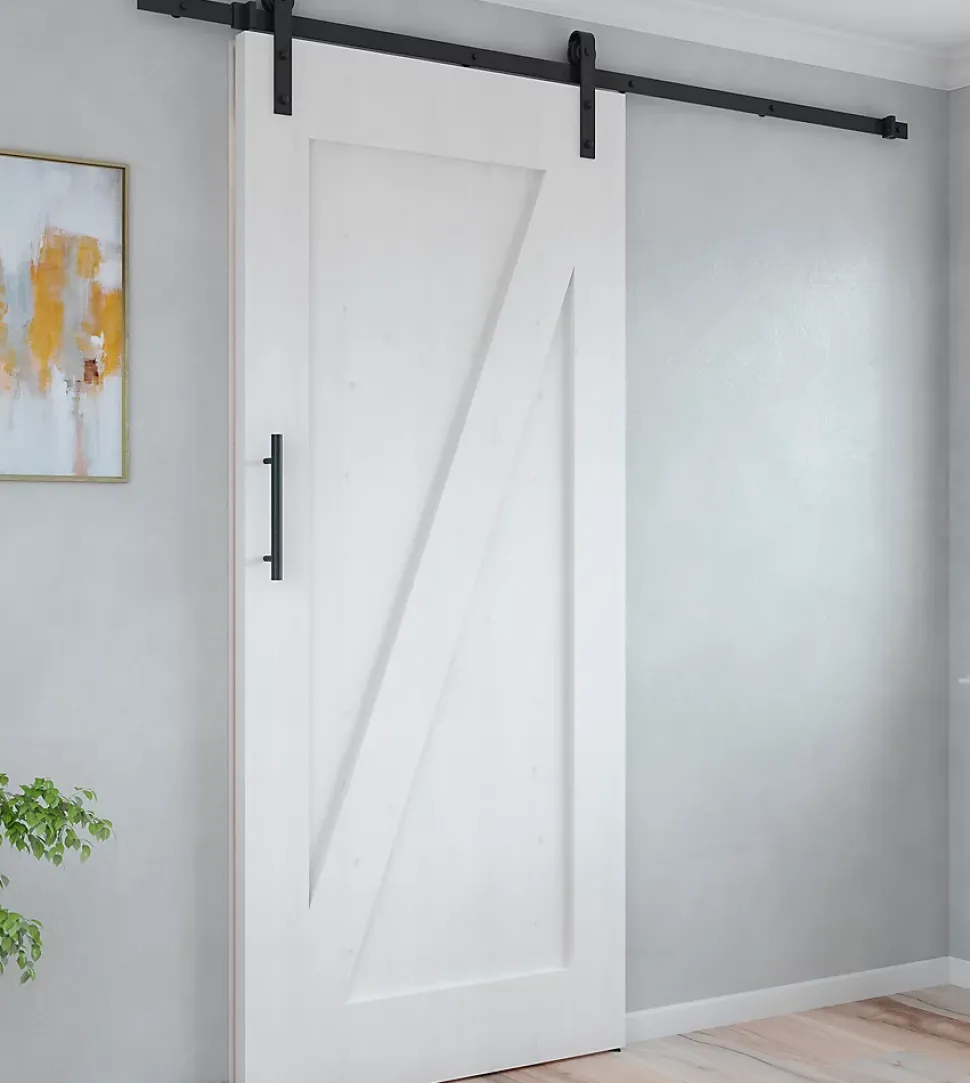Emuca Kit de quincaillerie pour porte coulissante suspendue en bois de Barn, Sans fermeture souple, panneaux non inclus, Acier et