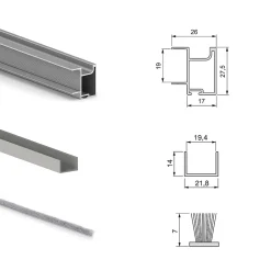 Emuca Kit de quincaillerie pour armoire à 2 portes coulissantes avec fermeture souple Placard 74, Modèle de poignée Sharp,