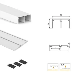 Emuca Kit de quincaillerie pour armoire à 2 portes coulissantes avec fermeture souple Placard 74, Modèle de poignée Sharp,