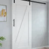 Emuca Kit de quincaillerie pour porte coulissante suspendue Barn en bois, avec fermeture souple, panneaux non inclus, Acier et