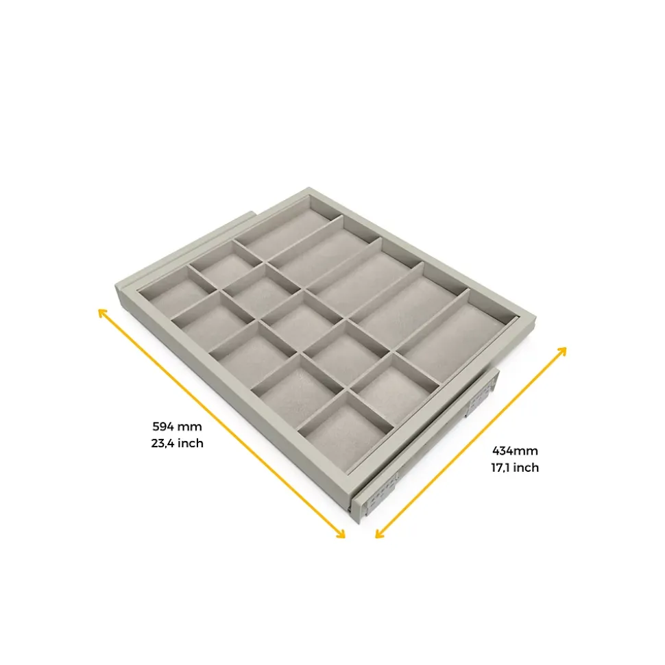 Emuca Kit de rangement avec cadre de coulissage soft-close pour armoire, réglable, module 600mm, Gris pierre