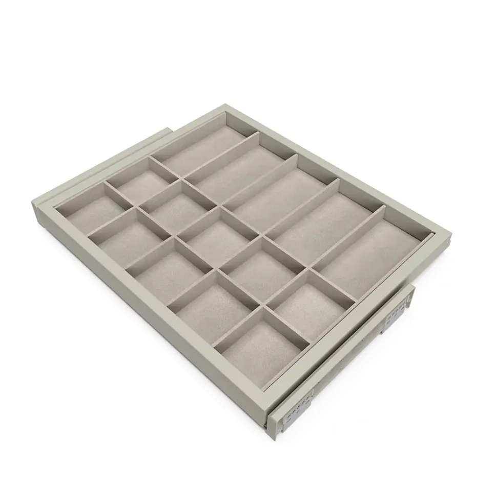 Emuca Kit de rangement avec cadre de coulissage soft-close pour armoire, réglable, module 600mm, Gris pierre