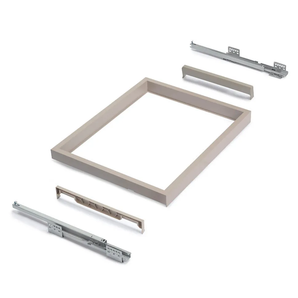Emuca Kit de rangement avec cadre de coulissage soft-close pour armoire, réglable, module 600mm, Gris pierre